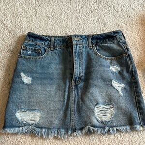 Forever 21 Destroyed Denim Skirt